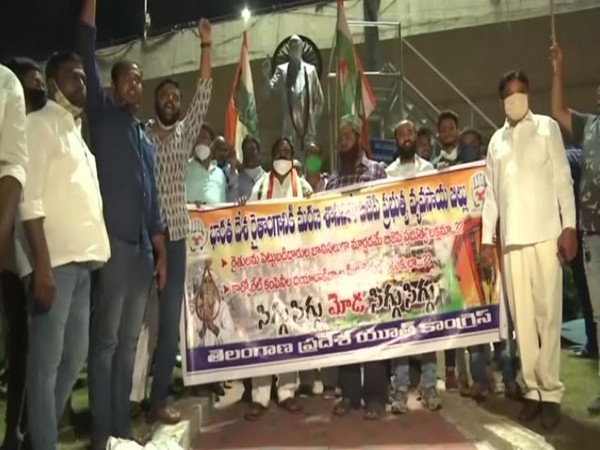 A candle march by Congress in Hyderabad against farm legislations. [Photo/ANI] 