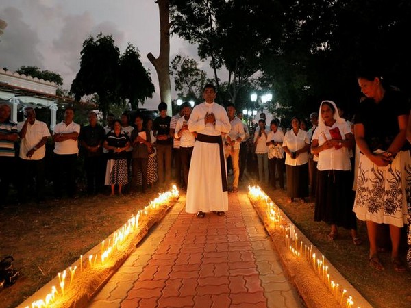 A ceremony at St. Sebastian church, in Negombo,during the first-month remembrance service of the April 21 serial blasts Sri Lanka on Monday 