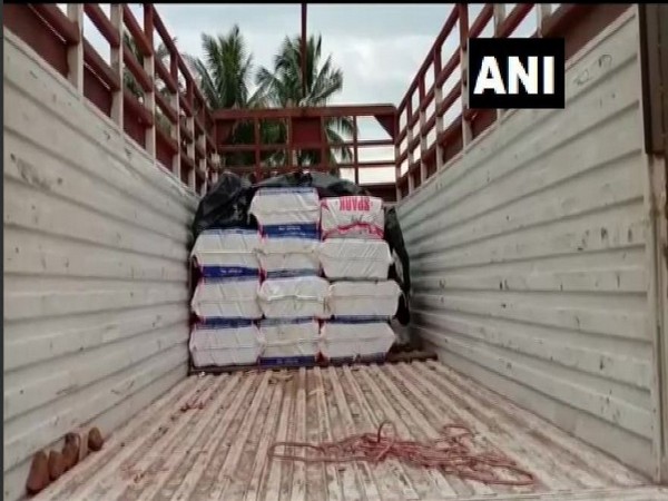 The cache of cannabis was caught from a truck in Visakhapatnam on Tuesday. Photo/ANI