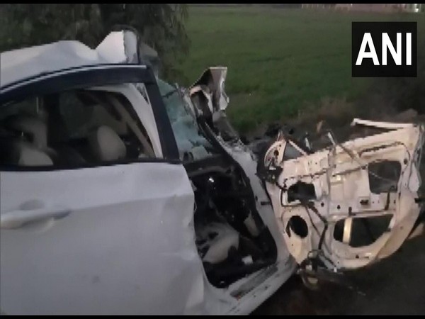 Visual of the car after accident in Rohtak, Haryana (Photo/ANI) 