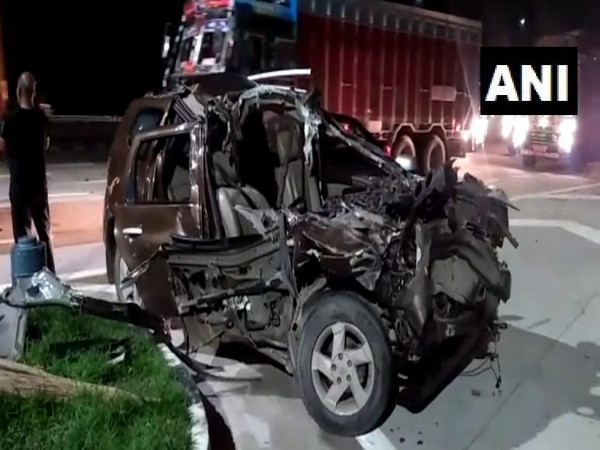 Visuals of car which was hit by truck.