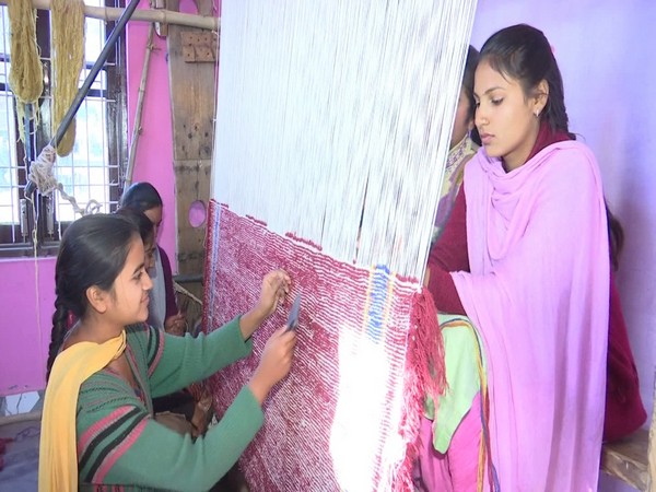 Visual of carpet weaving training in J-K's Udhampur district (Photo/ANI)