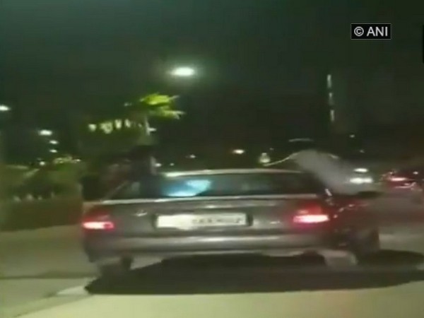 Visual of the car in three were seen emerging out of windows.