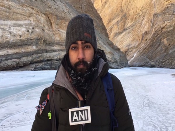 Abhiuday, a tourist at the Chadar Trek in Ladakh. (Photo/ANI)