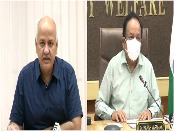 Deputy Chief Minister of Delhi Manish Sisodia (L), Union Health Minister Harsh Vardhan (R) (Photo/ANI)