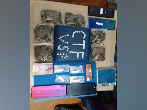 Visakhapatnam Police has recovered 61 LSD blots, 2.5 grams of MDMA, 60 grams of ganja, Rs 9,500 cash and four cell phones from the smugglers. (Photo/ANI)