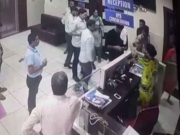 A still from the CCTV footage in which the doctor was seen assaulting the complainant. (Photo/ANI)