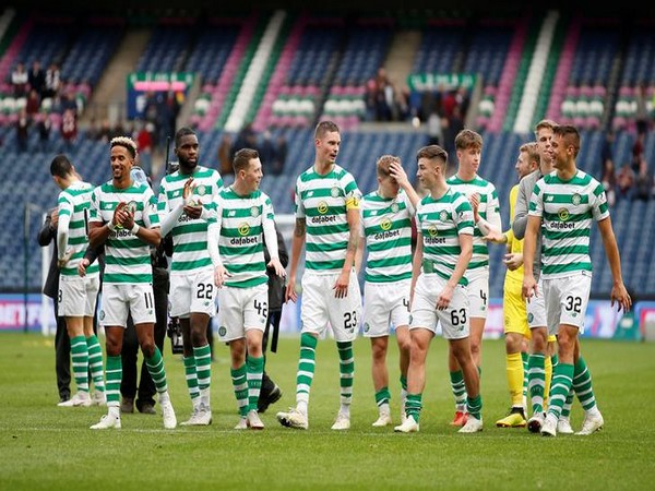 Celtic players after a match against Midlothian FC