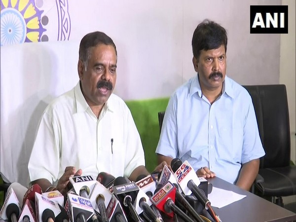 Director General of Police DM Awasthi (left) speaking to reporters in Raipur on Saturday.