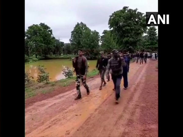 Visuals of security forces in Rajnandgaon area on Saturday. Photo/ANI