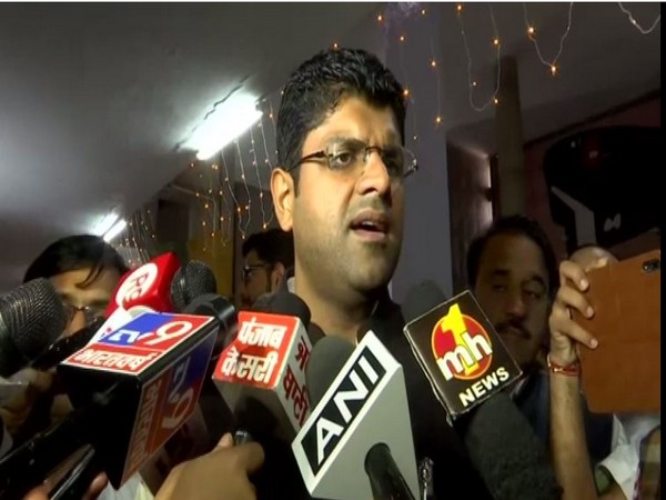 Dushyant Chautala speaking to reporters in Chandigarh on Tuesday. Photo/ANI