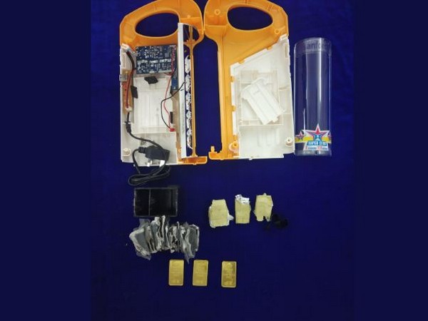 Gold seized from the battery at Chennai Airport. Photo/ANI