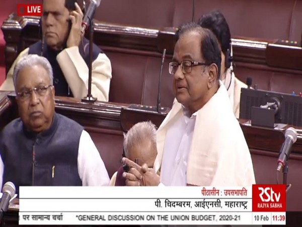 P Chidambaram speaking in Rajya Sabha. 