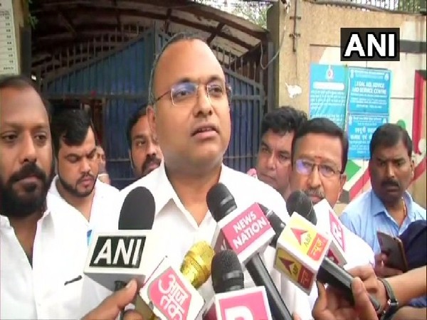 Karti Chidambaram speaking to media outside Tihar jail in New Delhi on Monday. 