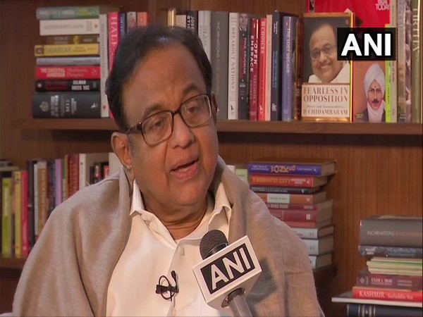 Congress leader P Chidambaram talking to ANI in New Delhi on Saturday. Photo/ANI