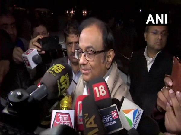 Former Union Minister P Chidambaram speaking to reporters after meeting Congress president Sonia Gandhi here in New Delhi at her residence on Wednesday. Photo/ANI
