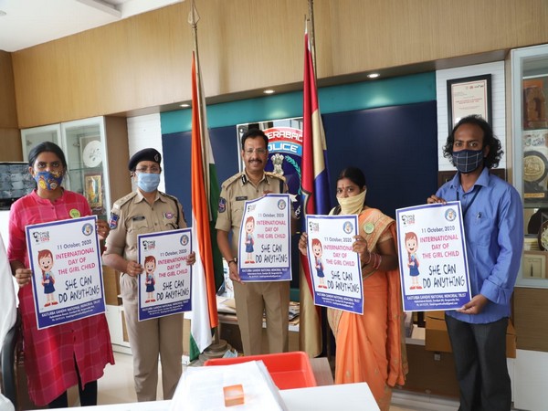 Commissioner of Police, Cyberabad IPS VC Sajjanar released posters for International Girl Child day at Cyberabad Commissioner's Office on Friday.