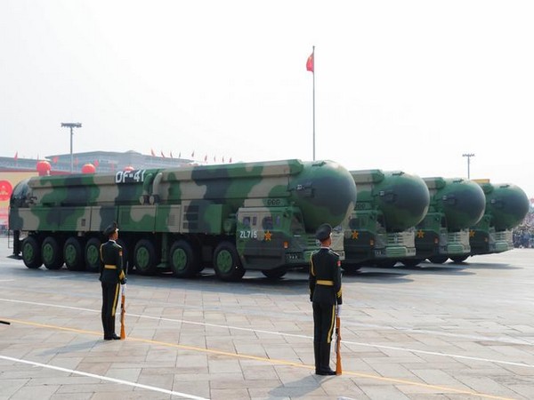 Military vehicles carrying DF-41 intercontinental ballistic missiles