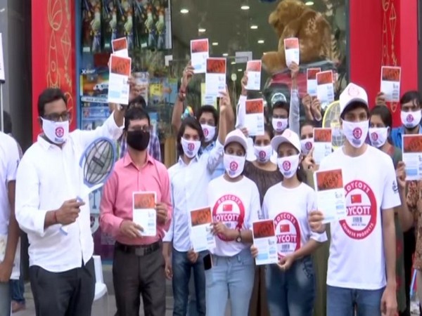 A group of manufacturers in Gujarat stage a protest against Chinese product on Friday. 