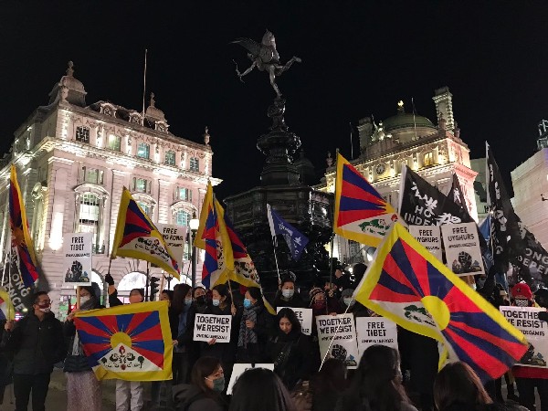  Protests held outside Chinese Embassy in UK against human rights abuses