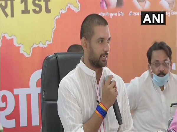 LJP chief Chirag Paswan addressing a press conference in Patna on Thursday. [Photo/ANI]