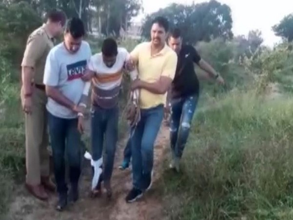 Visual of accused along with police officials in Greater Noida (Photo/ANI)