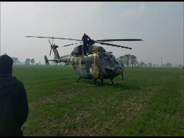 An Army helicopter made emergency landing in Haryana's Jind due to a technical fault (Photo/ ANI)