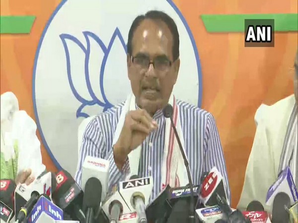 Shivraj Singh Chouhan addressing a press conference at Bhopal on Thursday