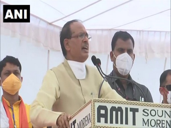 MP CM Shivraj Singh Chouhan addressing a poll rally in Morena on Friday. 
