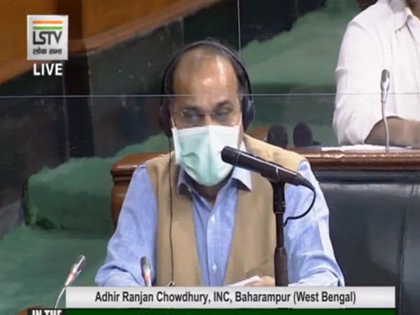 Congress MP Adhir Ranjan Chowdhury speaking in Lok Sabha on Friday.