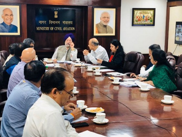 Union Minister Hardeep Puri with senior ministry officials during the interaction on Thursday in New Delhi. Photo/ Hardeep Singh Puri official twitter account