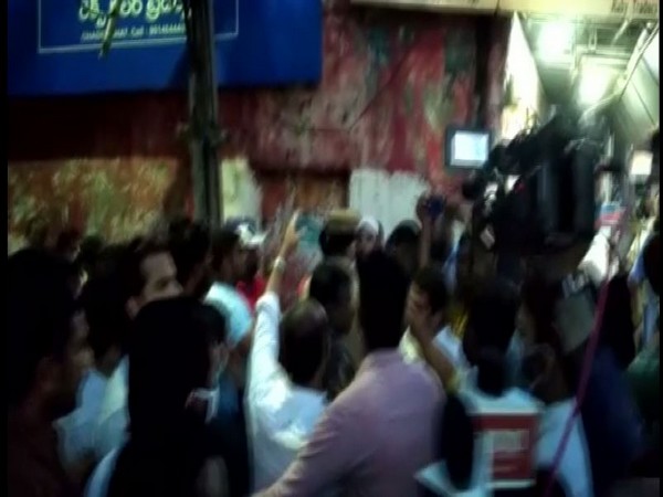 Clash erupts between AIMIM and Congress workers during their visit to flood effected area in Hyderabad on Sunday. Photo/ANI