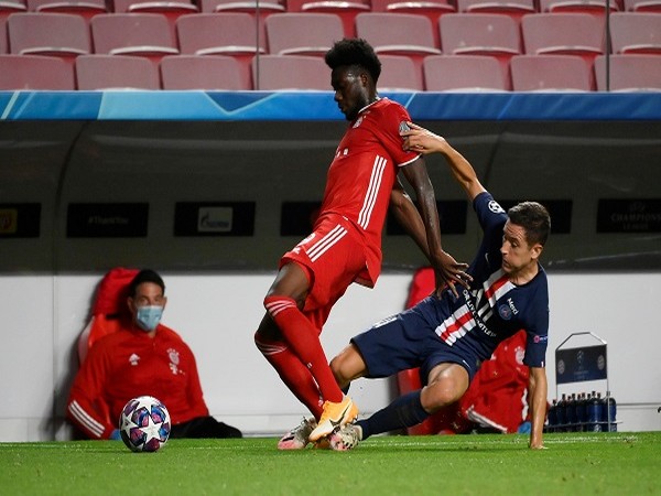 Bayern Munich's left-back Alphonso Davies in action during the final