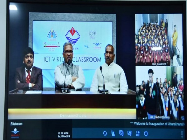 Chief Minister Trivendra Singh Rawat while inaugurating virtual classrooms in Dehradun on Saturday. 