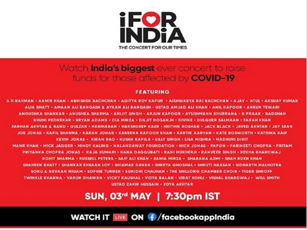 Poster of the online concert 'I For India' (Image Source: Twitter)