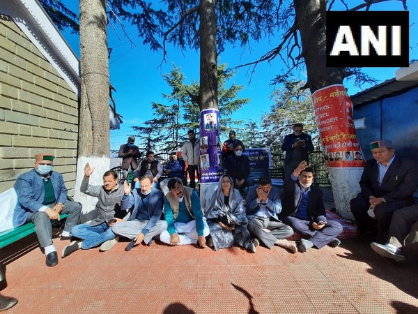 Suspended Congress MLAs protesting outside Assembly. (Photo/ANI)