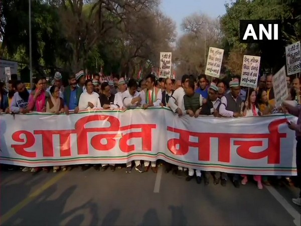 Congress leaders and supporters taking out peace march  in Delhi on Wednesday.