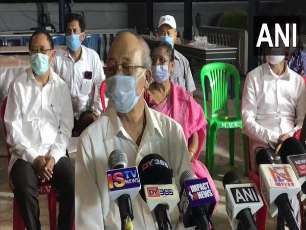 CLP leader Okram Ibobi Singh speaking to reporters in Imphal on Thursday.
