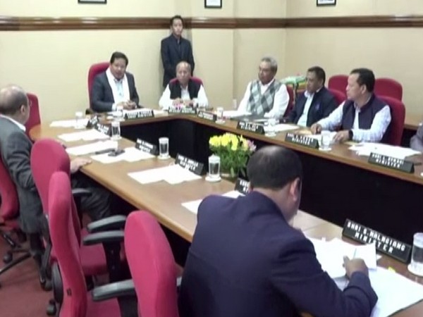 Meghalaya Chief Minister Conrad Sangma with his cabinet on Friday. Photo/ANI