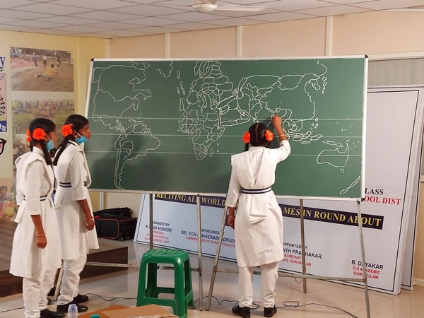  The girl students of 9th class in  Andhra Pradesh have set an record by drawing 205 countries in the world map within 1 minute 15 seconds.  