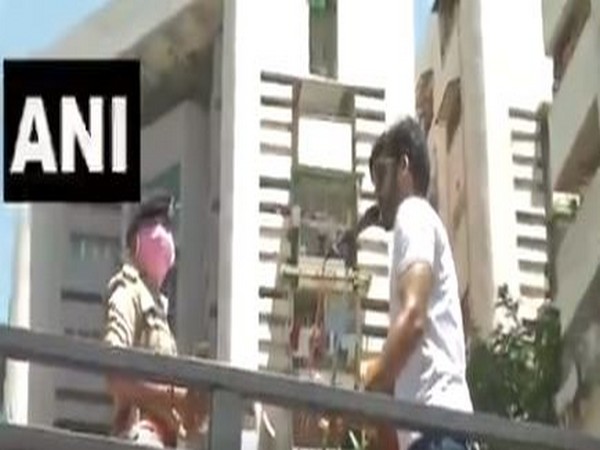 The music performance in a residential complex in Ahmedabad on Friday. Photo/ANI