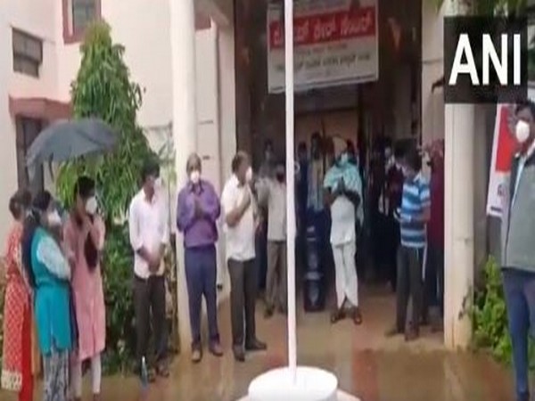 Karnataka: COVID-19 patients staying at an isolation centre in Hubli sing songs. [Photo/ANI]