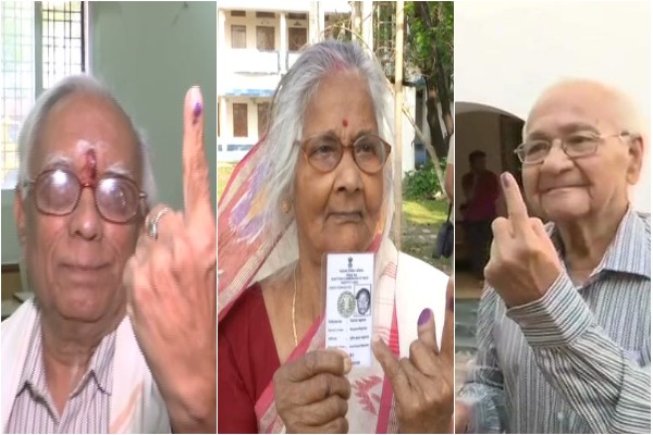 Senior citizens at polling booths from various parts of the country