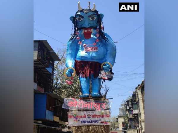 Holi celebration with a theme of coronavirus and women safety in Mumbai. Photo/ANI