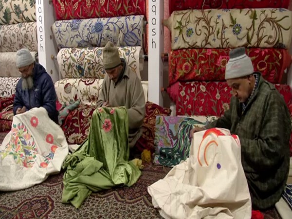 Visual of Crewel artisans in Jammu and Kashmir (Photo/ANI) 