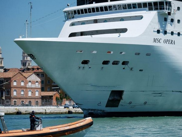 Cruise ship MSC Opera at Venice's Giudecca Canal after ramming into a tourist boat