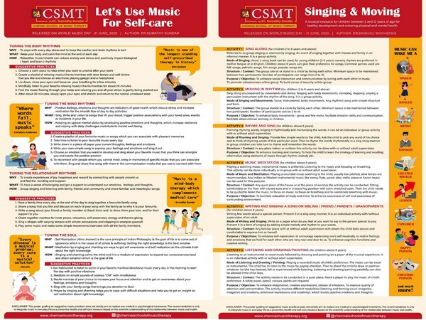 Two posters were released to create awareness about the use of Music as a tool for Self-care by Chennai School of Music Therapy