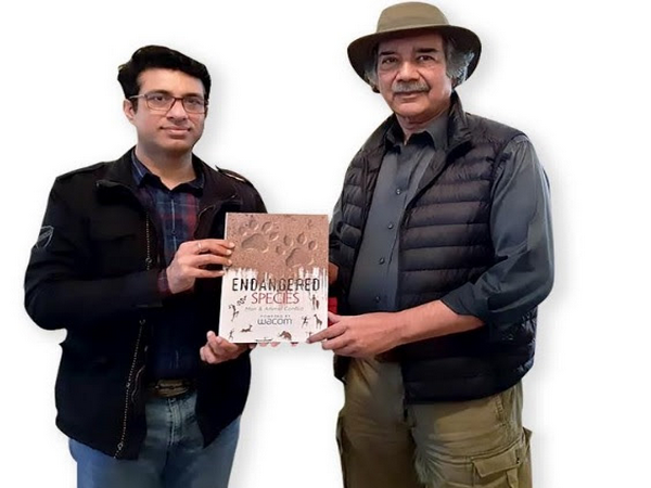 L to R: Rajiv Malik, Director, Wacom India along with Mike Pandey, Jury member of Endangered Species Competition unveiling Wacom Coffee Table book