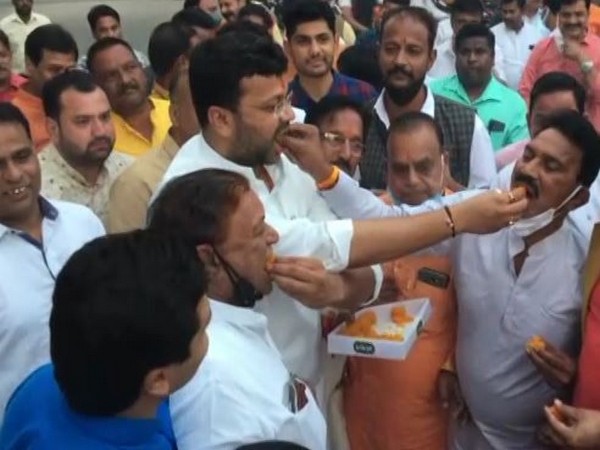 BJP celebrates as party won in three by poll election in MP (Photo/ANI)