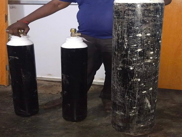 Oxygen cylinders seized by the Bengaluru Central Crime Branch. (Image Source: @ips_patil)